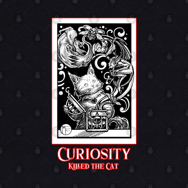 Opening Pandora's Box - Curiosity Killed The Cat - Red Outlined Version by Nat Ewert Art